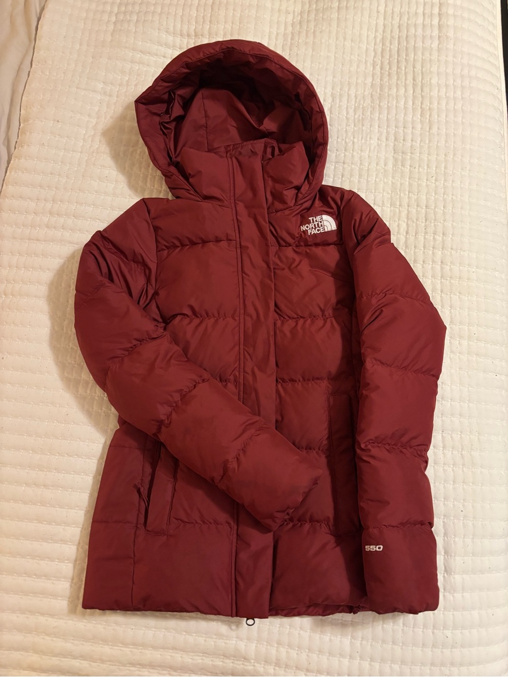 The North Face Women's Burgundy Hooded Puffer Jacket